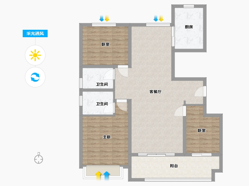 山东省-临沂市-师郯壹号院-105.50-户型库-采光通风