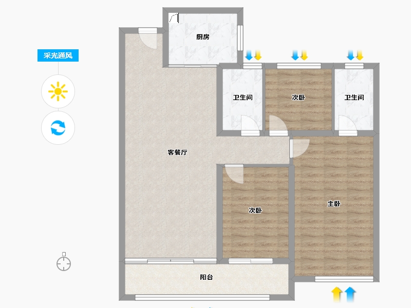 山东省-枣庄市-蓝城·春风里-100.00-户型库-采光通风