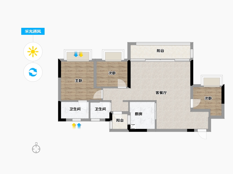 重庆-重庆市-都汇里-84.09-户型库-采光通风