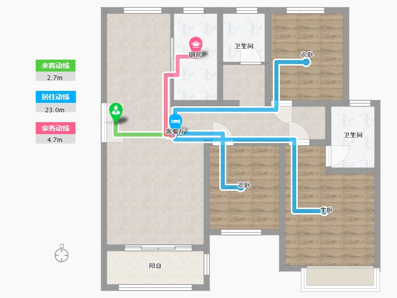 河南省-新乡市-万新弘文苑-105.00-户型库-动静线