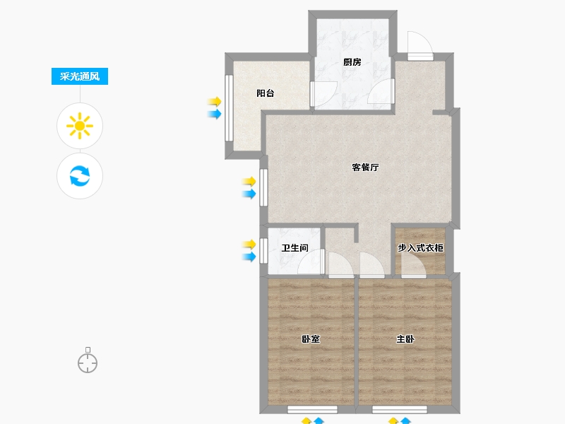 四川省-成都市-万科·金色海蓉-一期-73.00-户型库-采光通风