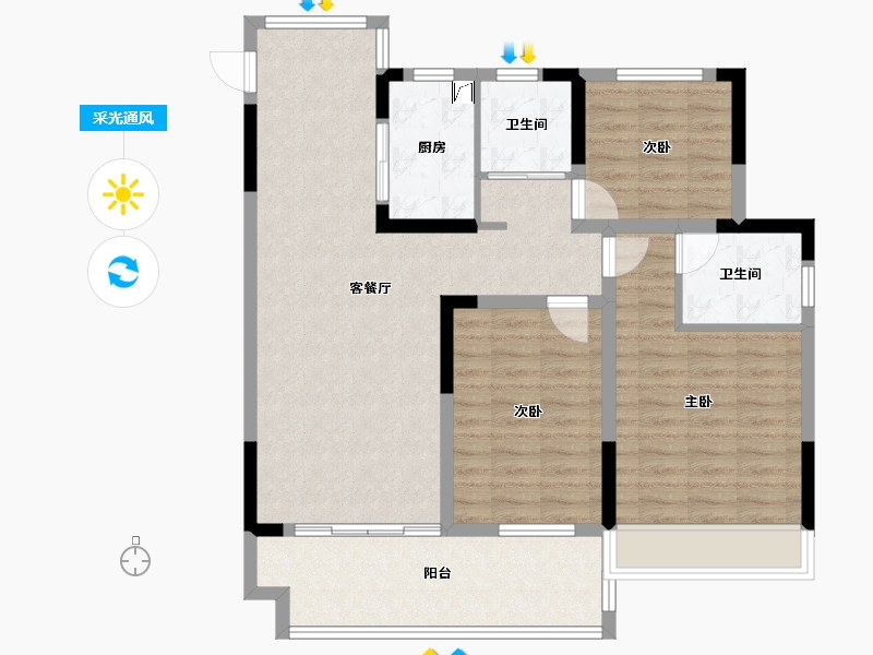 安徽省-滁州市-绿洲悦澜湾-97.00-户型库-采光通风