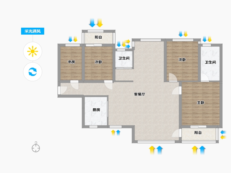 湖南省-永州市-麒麟公馆-115.00-户型库-采光通风