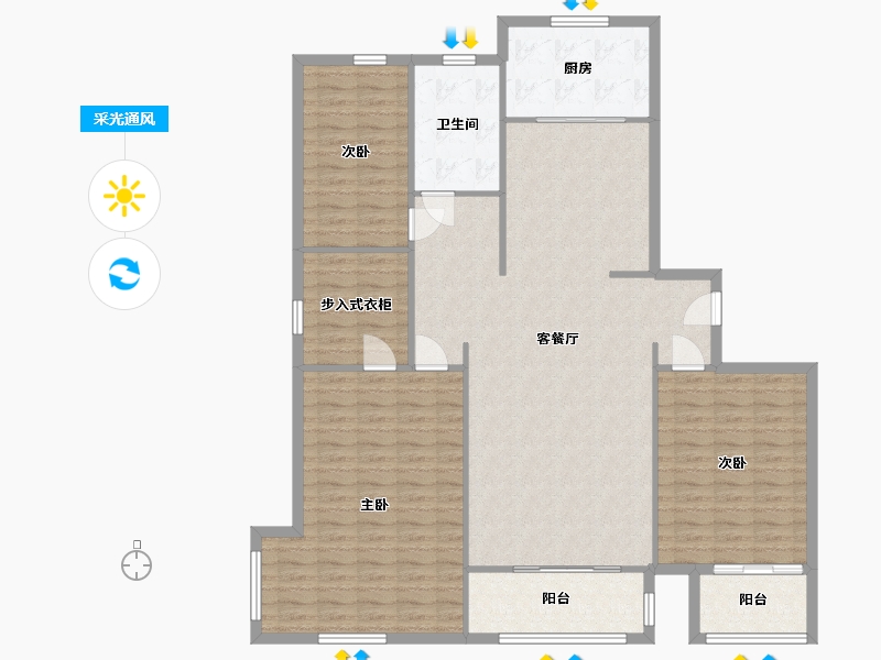 山东省-临沂市-开元上城-128.00-户型库-采光通风