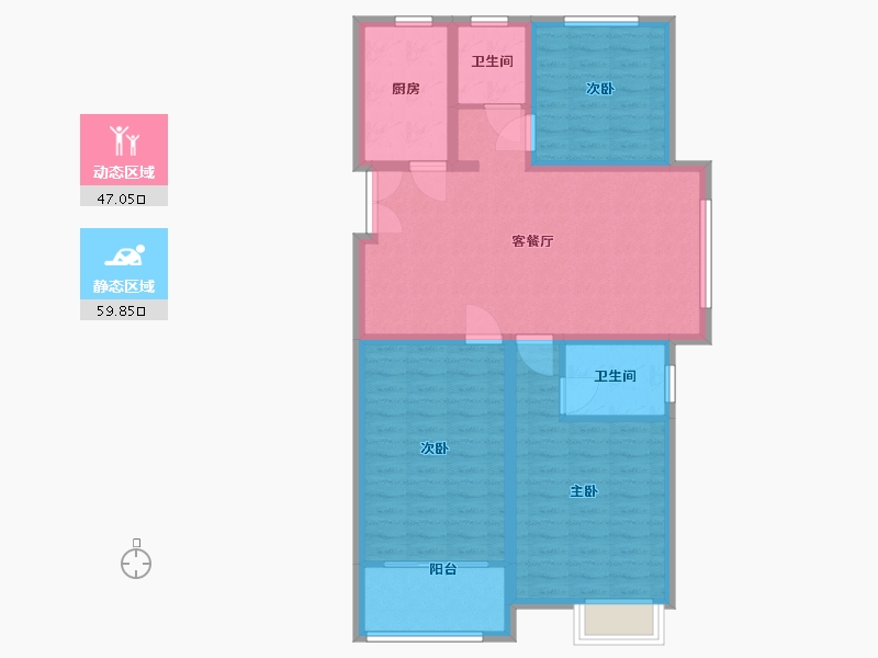 江苏省-宿迁市-富园桃苑-96.12-户型库-动静分区