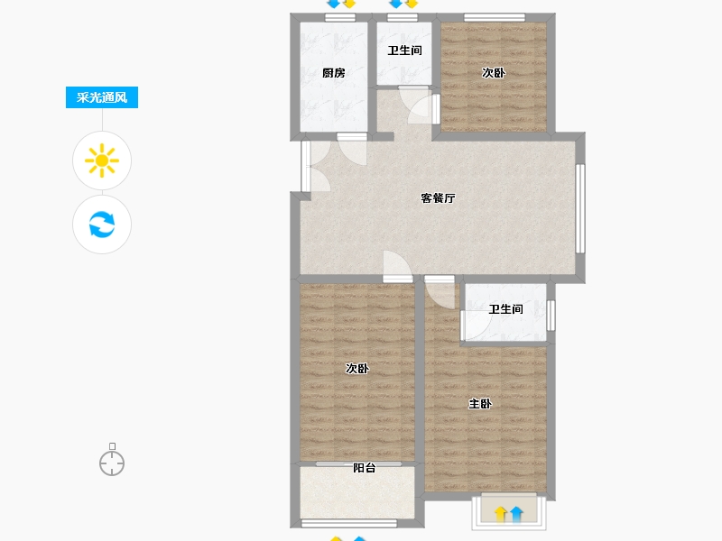 江苏省-宿迁市-富园桃苑-96.12-户型库-采光通风