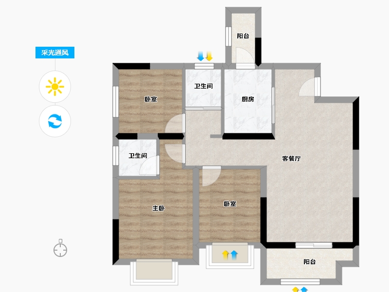 四川省-成都市-朗悦府-77.87-户型库-采光通风