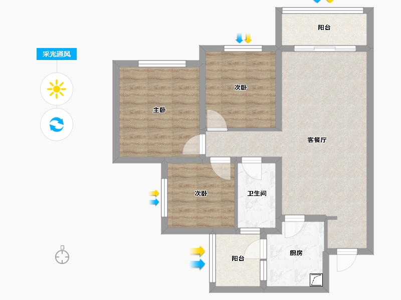 四川省-广安市-金科集美天宸-70.51-户型库-采光通风