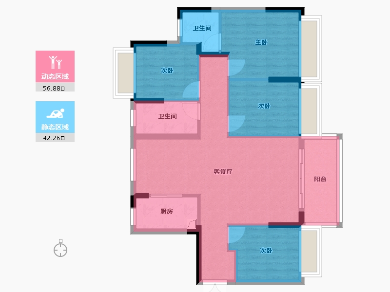 广东省-梅州市-雅涛新苑-95.00-户型库-动静分区