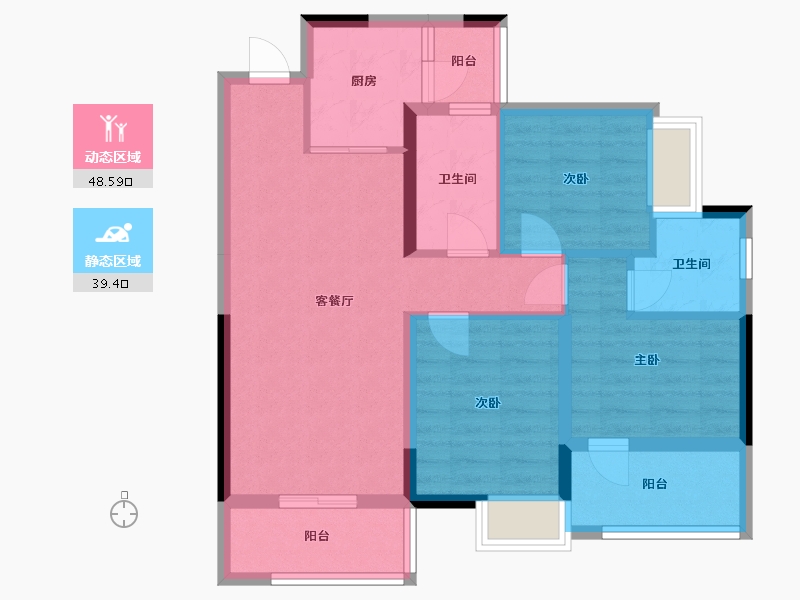 四川省-绵阳市-花园城-85.00-户型库-动静分区