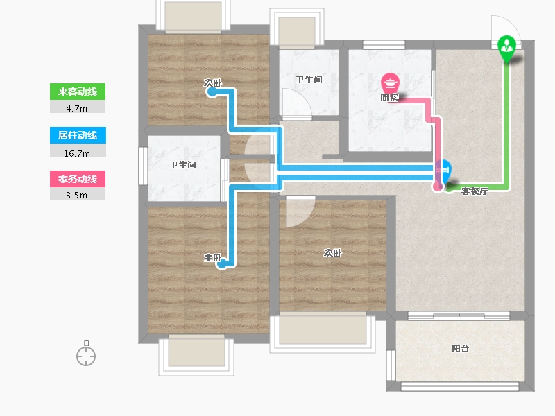 上海-上海市-庆园雅筑-72.00-户型库-动静线