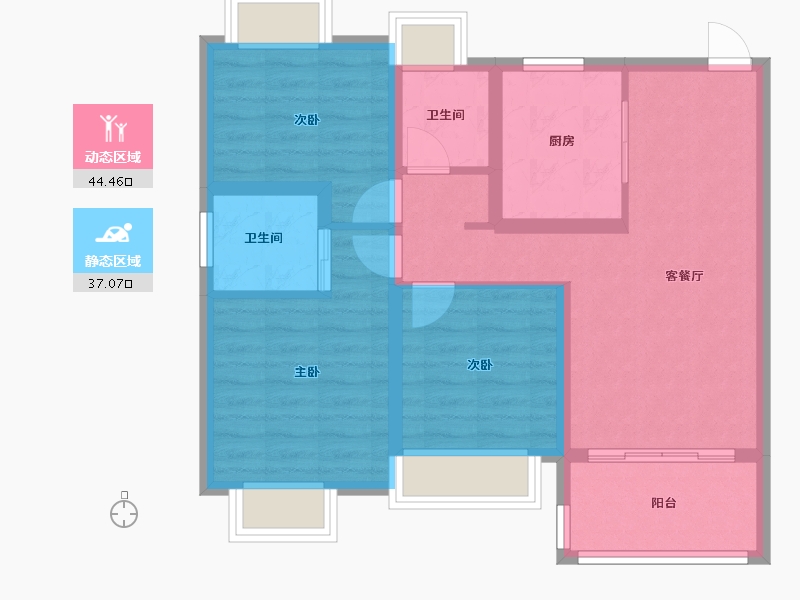 上海-上海市-庆园雅筑-72.00-户型库-动静分区