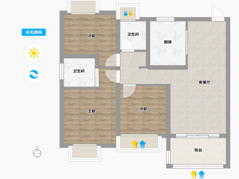 上海-上海市-庆园雅筑-72.00-户型库-采光通风