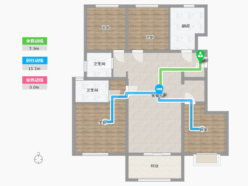 山东省-泰安市-泮河壹号院-127.00-户型库-动静线