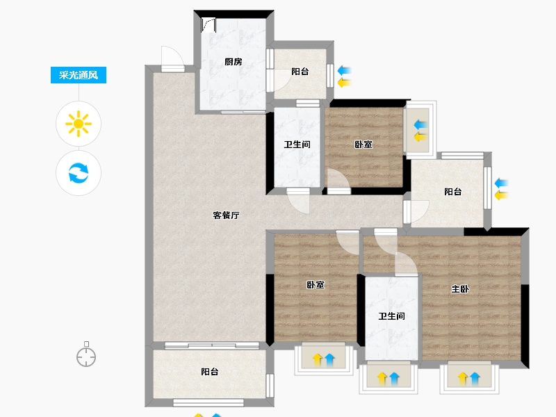 广东省-湛江市-方圆.雅颂御府-92.07-户型库-采光通风