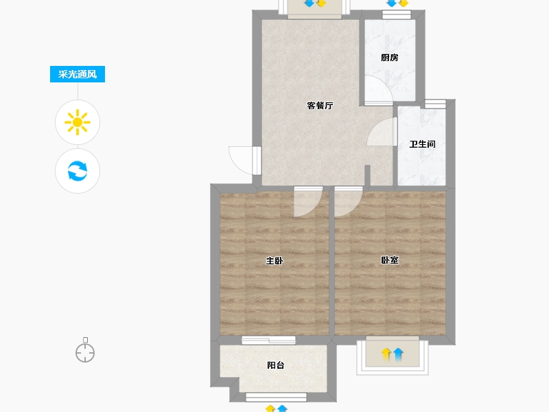 江苏省-苏州市-悬珠花园-东区-55.00-户型库-采光通风