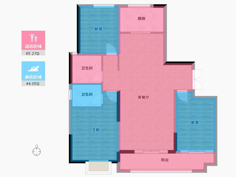 陕西省-榆林市-亚都御府-111.00-户型库-动静分区