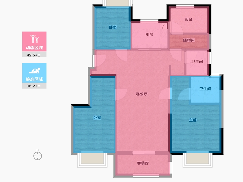 福建省-厦门市-金地峯上-86.19-户型库-动静分区