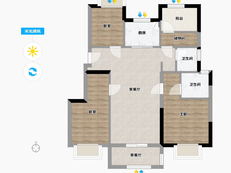 福建省-厦门市-金地峯上-86.19-户型库-采光通风