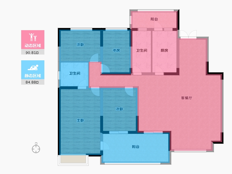 陕西省-西安市-阳光台365-160.00-户型库-动静分区