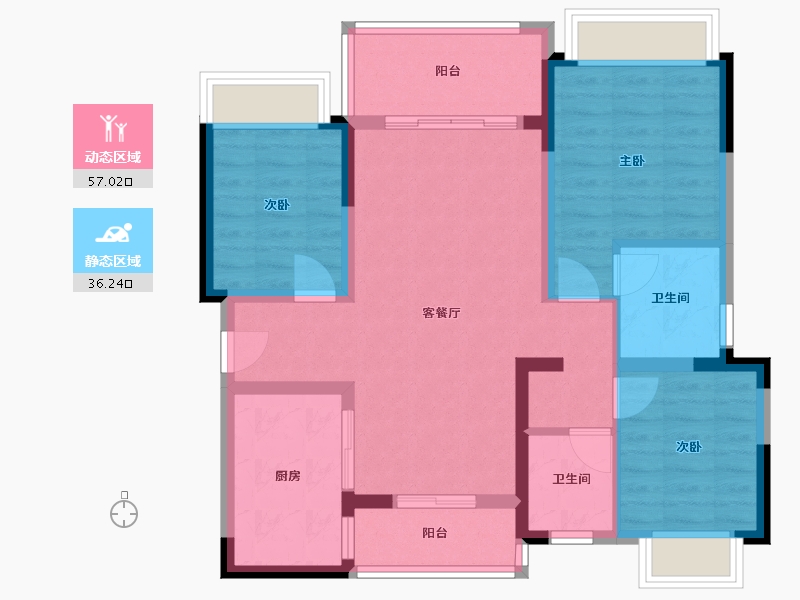 贵州省-遵义市-融创九棠府-118.00-户型库-动静分区