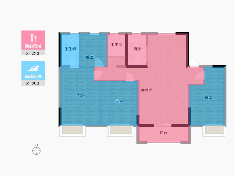 河北省-唐山市-碧桂园·雍华府-111.61-户型库-动静分区