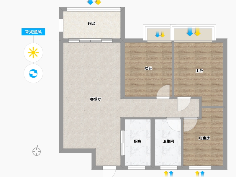 江西省-抚州市-清华公园里-90.00-户型库-采光通风