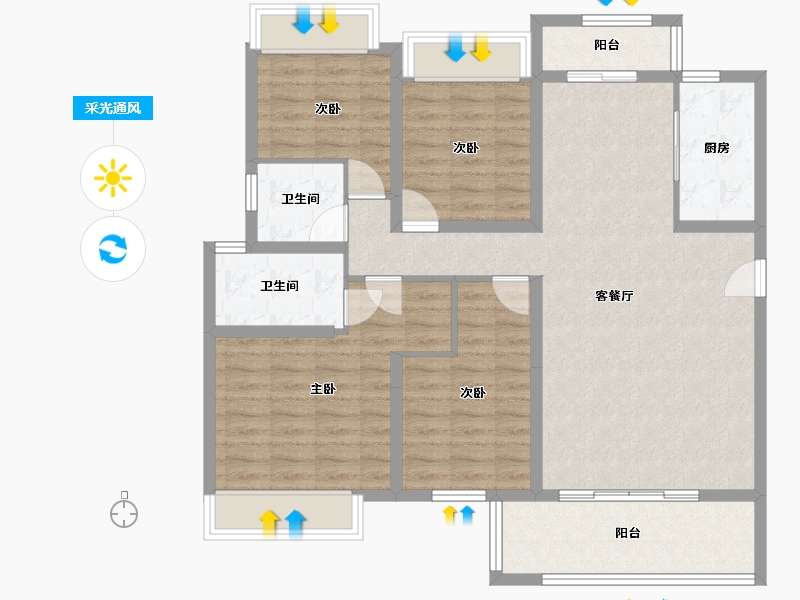 湖南省-长沙市-碧桂园-113.02-户型库-采光通风