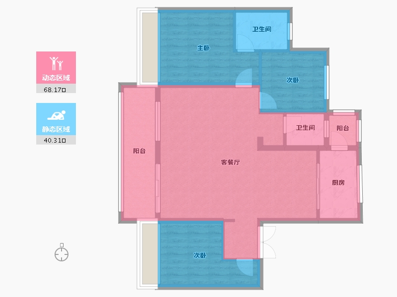 新疆维吾尔自治区-喀什地区-安家·湖景天城小区-99.94-户型库-动静分区