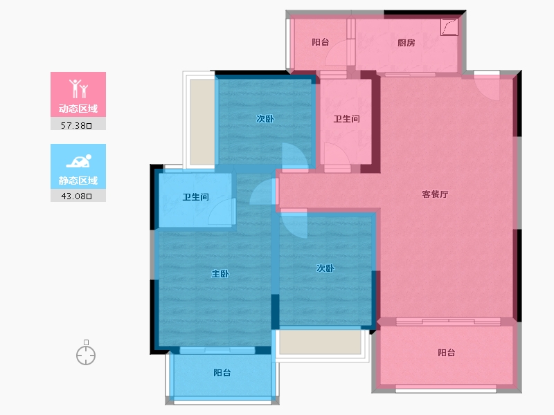 贵州省-遵义市-绥阳林达阳光城-92.00-户型库-动静分区