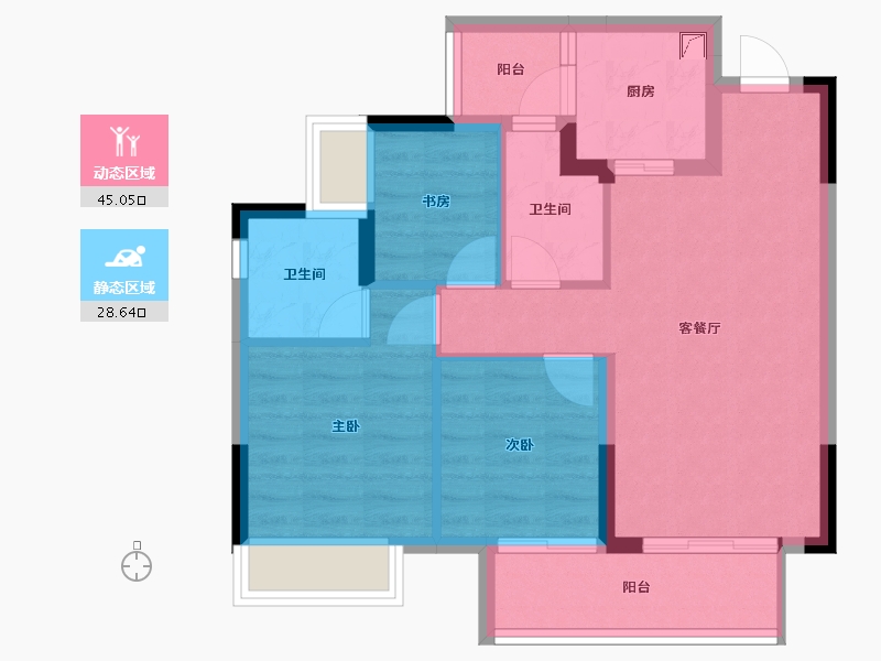 重庆-重庆市-海纳九龙-68.93-户型库-动静分区