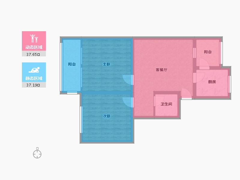 北京-北京市-双花园南里一区-66.00-户型库-动静分区