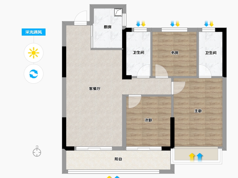 浙江省-嘉兴市-锦宸府-79.00-户型库-采光通风