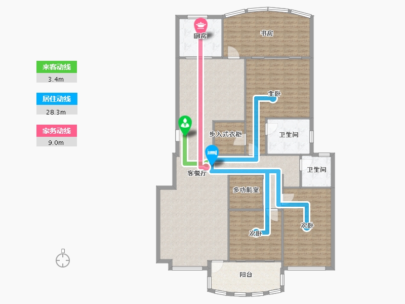 湖南省-长沙市-岳麓1号嘉园-161.00-户型库-动静线