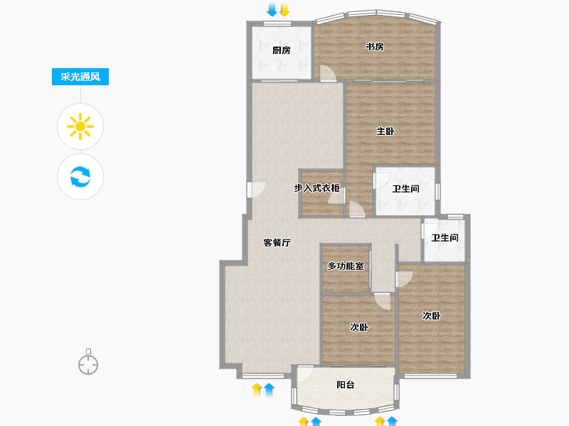 湖南省-长沙市-岳麓1号嘉园-161.00-户型库-采光通风