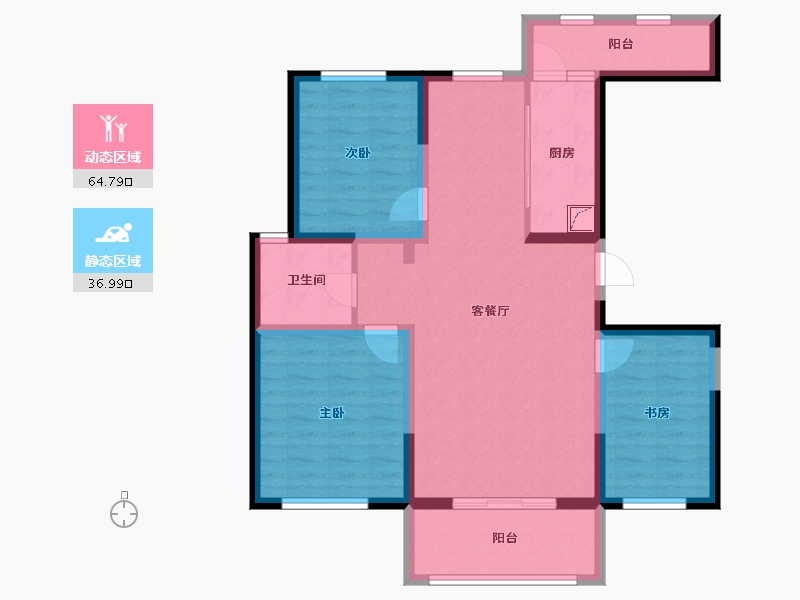 辽宁省-盘锦市-中交凯旋城-93.00-户型库-动静分区