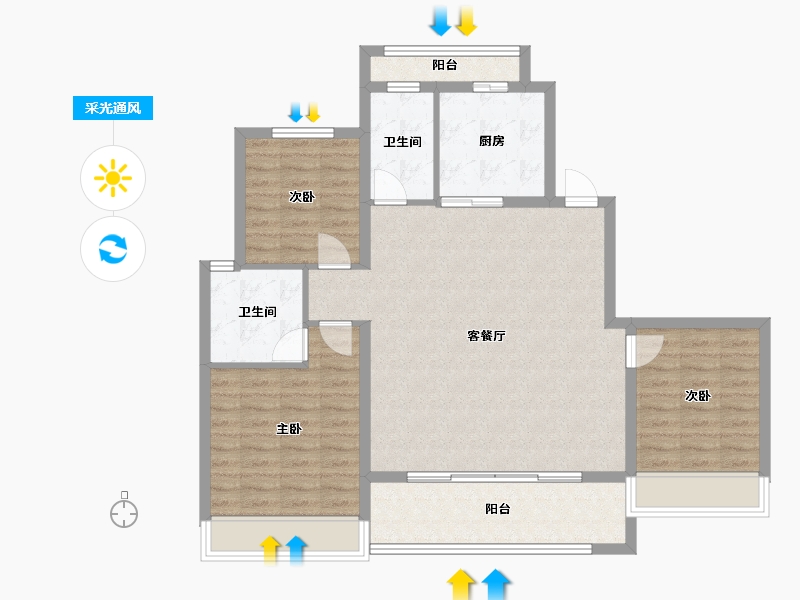 浙江省-温州市-瑞安生态科学城-102.00-户型库-采光通风