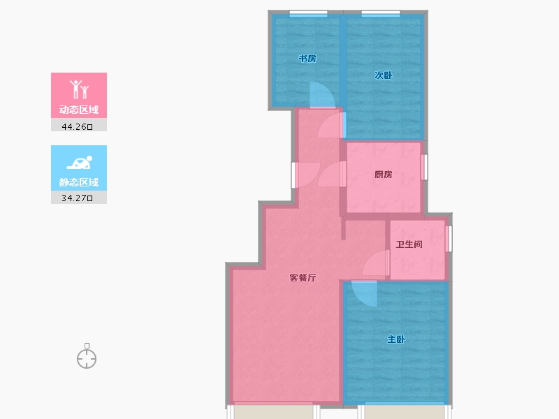 北京-北京市-翡翠西湖-70.00-户型库-动静分区