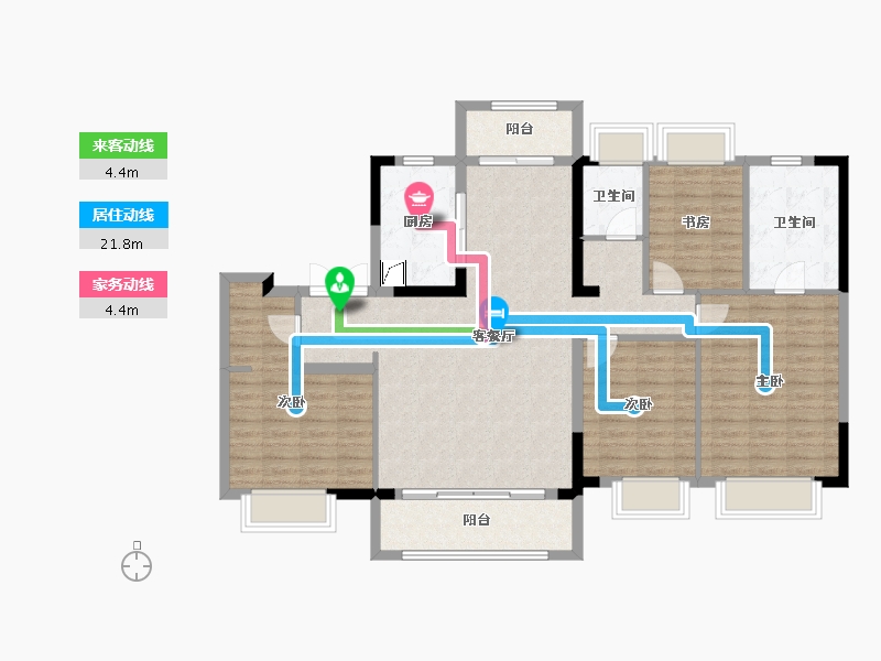 湖北省-武汉市-长存锦园-128.00-户型库-动静线