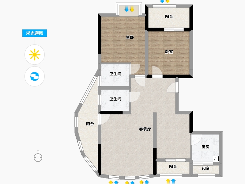 湖北省-天门市-西湖御苑-89.00-户型库-采光通风