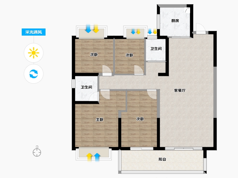 江苏省-盐城市-碧桂园凤凰城北苑-120.00-户型库-采光通风