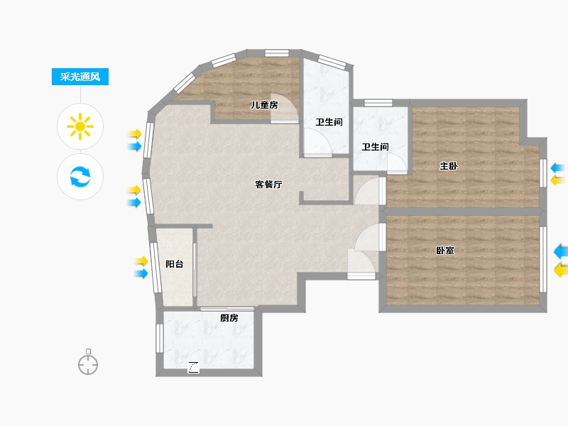 湖北省-天门市-西湖御苑-89.00-户型库-采光通风