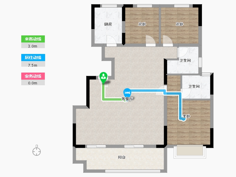 安徽省-淮南市-南山名邸-108.30-户型库-动静线