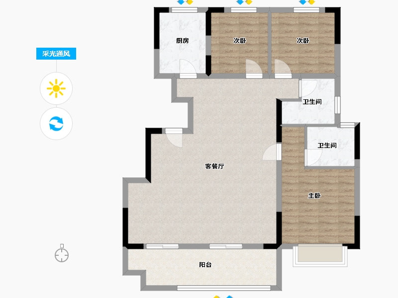 安徽省-淮南市-南山名邸-108.30-户型库-采光通风