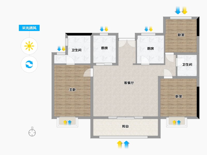 河南省-郑州市-金地滨河风华-130.00-户型库-采光通风