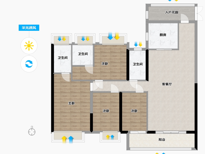 广东省-清远市-保利天汇朗园-131.00-户型库-采光通风