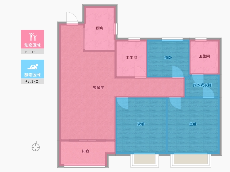 陕西省-咸阳市-绿城·咸阳桂语江南二期-97.40-户型库-动静分区