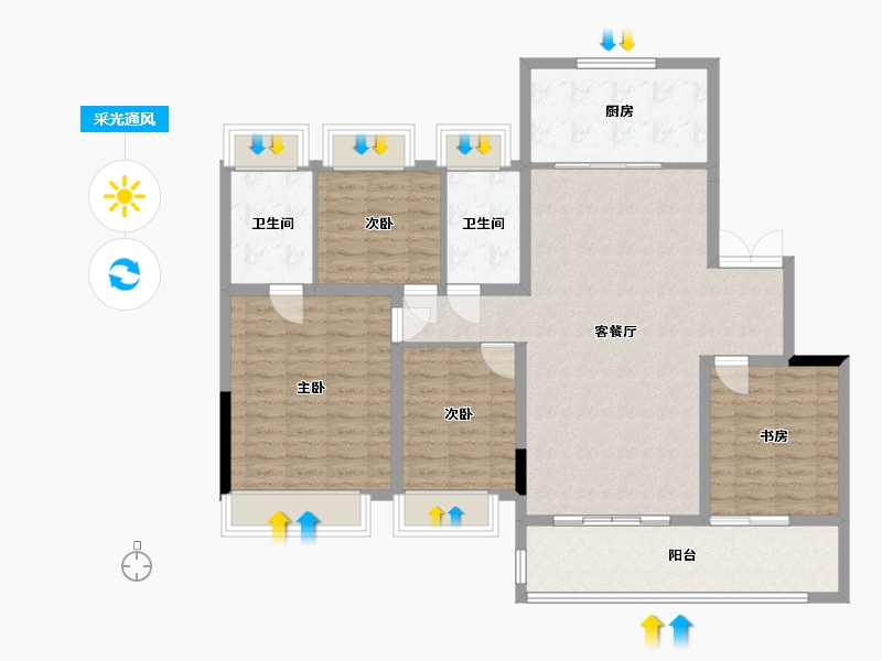 安徽省-安庆市-中海都汇滨江-122.00-户型库-采光通风