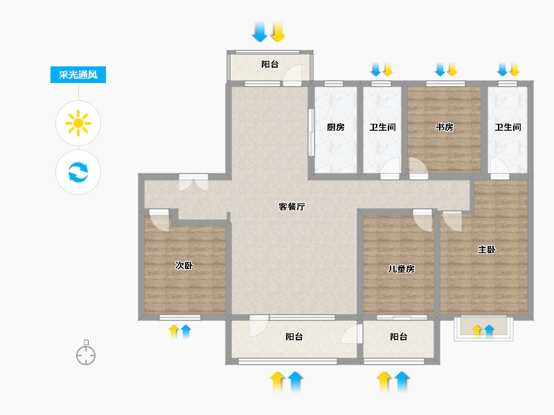 山东省-滨州市-泰丰小镇-141.00-户型库-采光通风