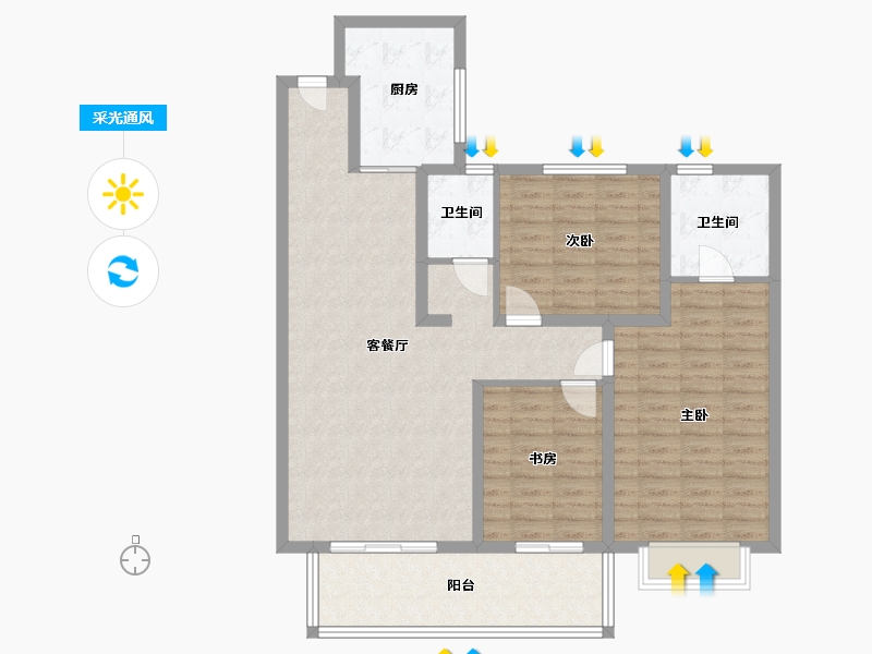 湖南省-怀化市-澳海公园2号-110.00-户型库-采光通风